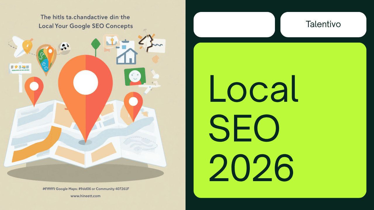 Local SEO 2026 – Illustration mit Standort-Pin und Karte für regionale Google-Sichtbarkeit