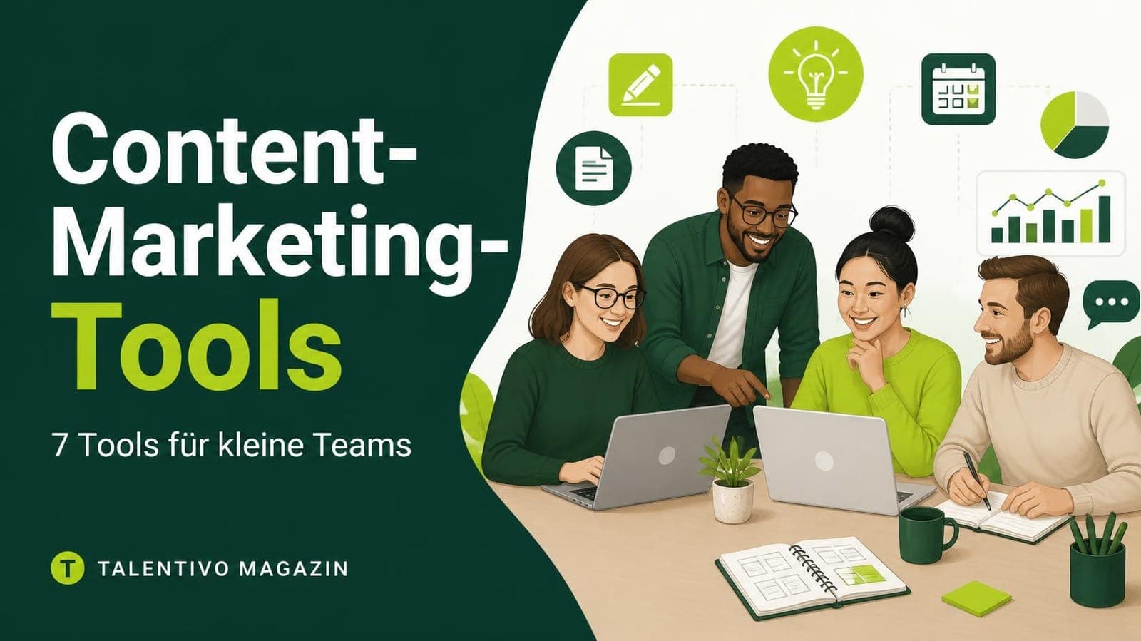 Die 7 besten Content-Marketing-Tools 2026 für kleine Teams & Quereinsteiger – Talentivo Titelbild